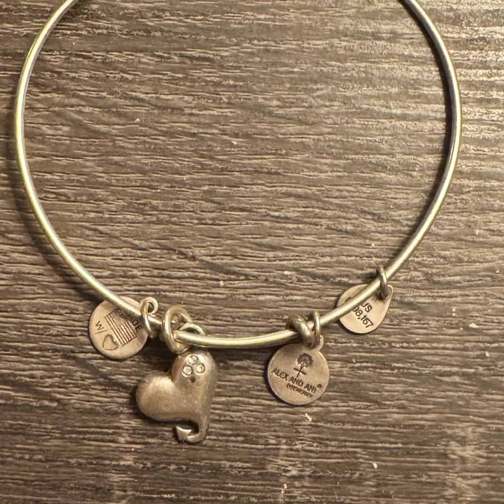 Alex and Ani Cupid’s Heart Devil Tail Silver Charm Bangle bracelet